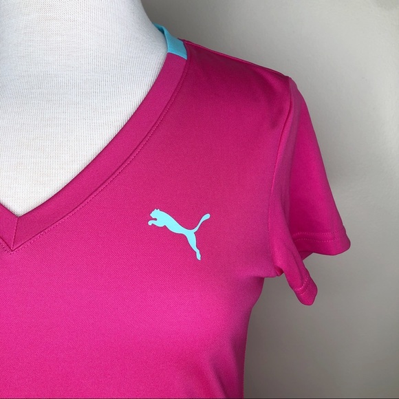 Puma Jasmine Pink V-Neck Training Tee (Medium) - Picture 2 of 8